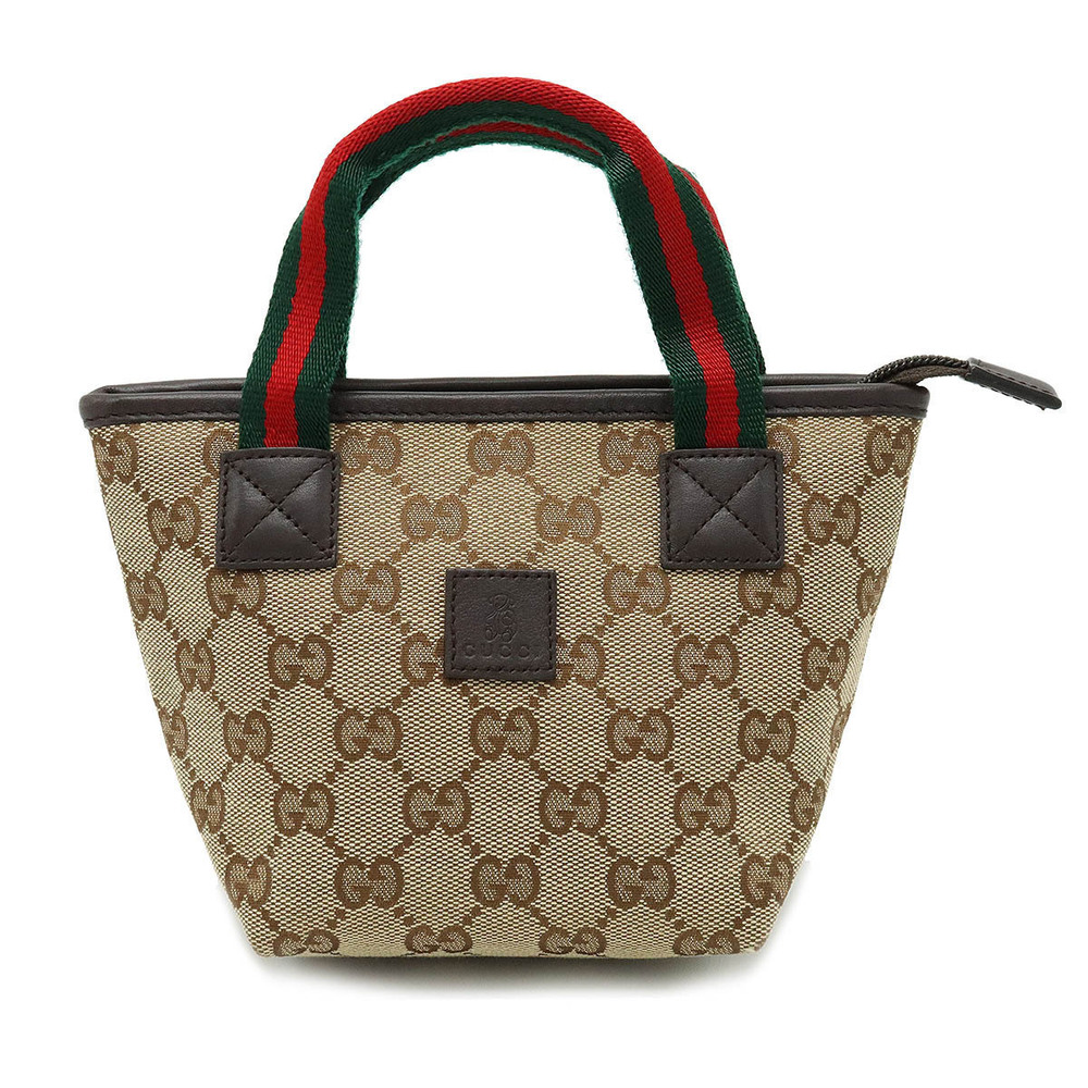 Gucci GG Canvas Sherry Shoulder Bag Tote Bag Leather Beige Brown Cream Brown